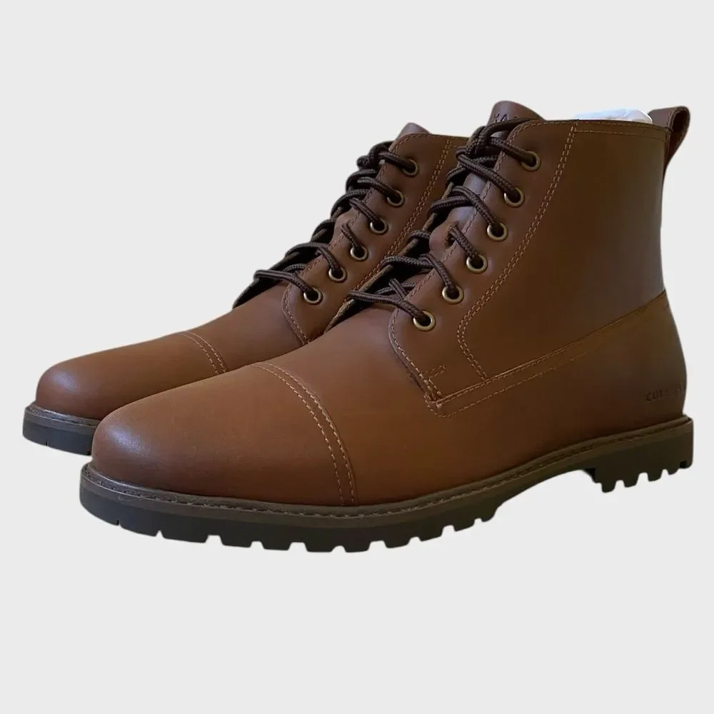 NWB Cole Haan Grand+ Lug Leather Boots Men's Size 7 Brown Lace Up Lightweight